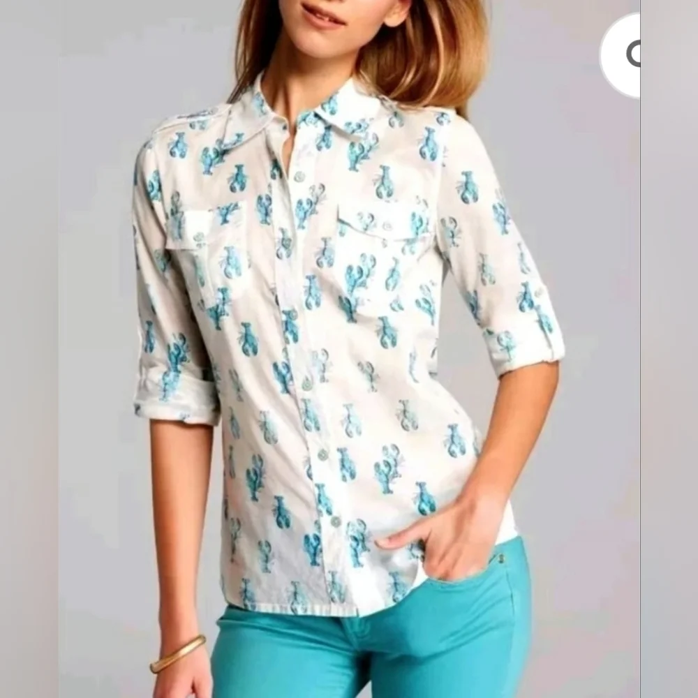 TORY BURCH Brigitte Lobster Voile Blouse size 4
